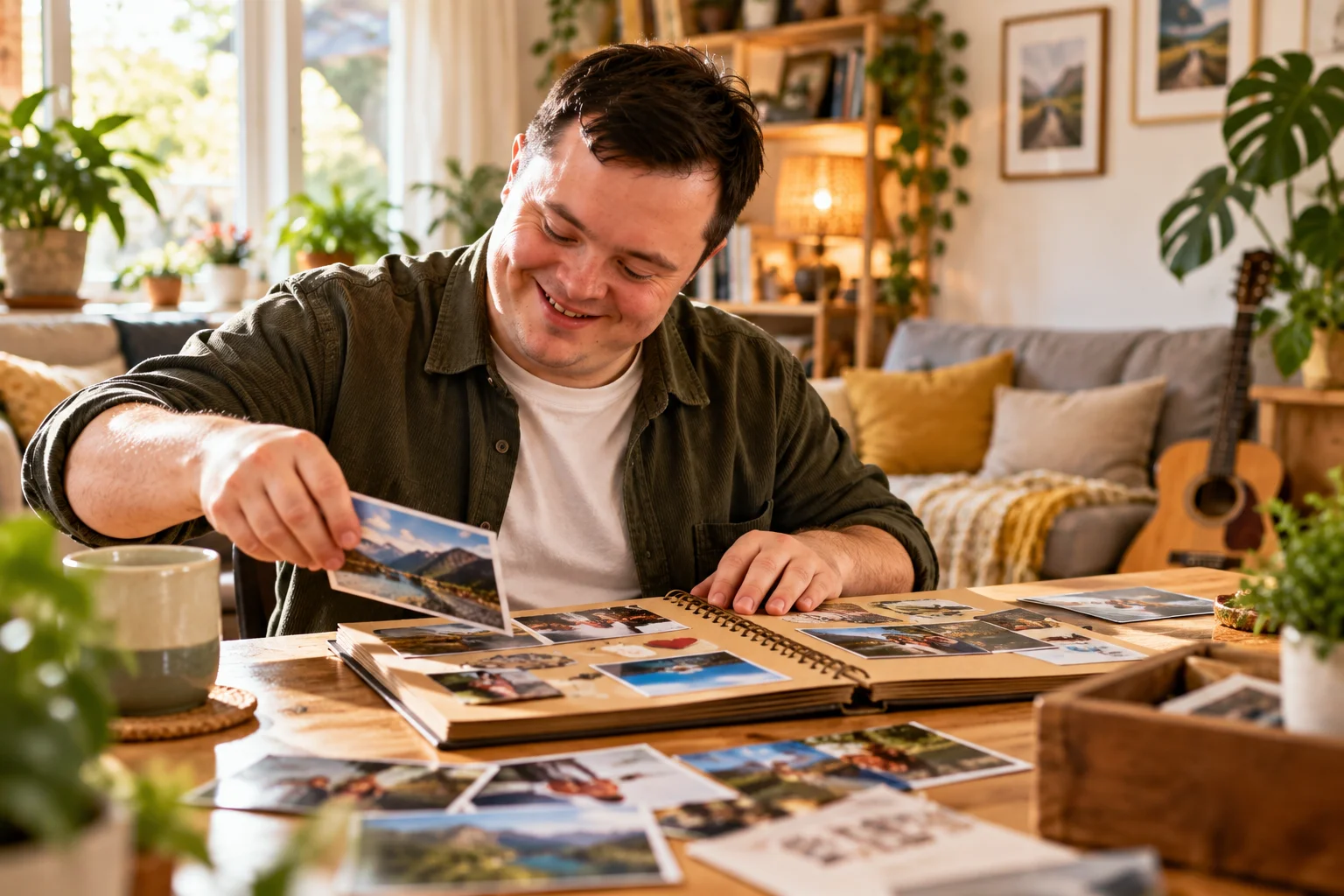 A smiling young man enjoying everyday life at home