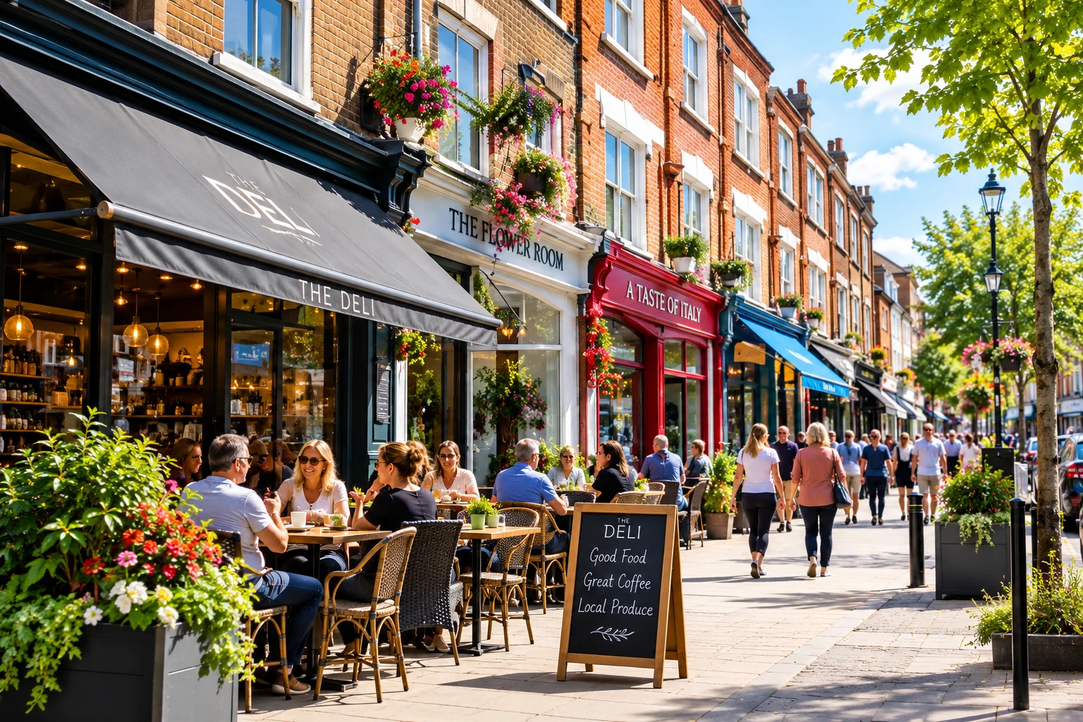 Local shops and cafés